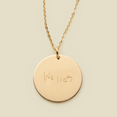 Engraved Handwriting Disc Necklace