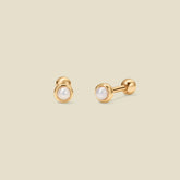 Bezel-Set Pearl Stud Earrings