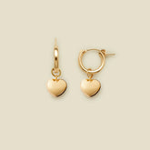 Puffy Heart Hoop Charm Earrings