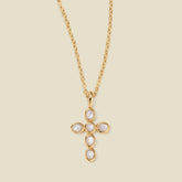 Mother of Pearl Cross Charm Necklace
