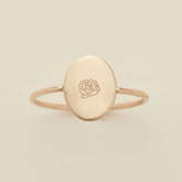Oval Customized Ring - Initial or Birth Flower