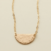 Hammered Half Moon Disc Necklace