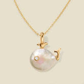 Pearl Whale Charm Necklace