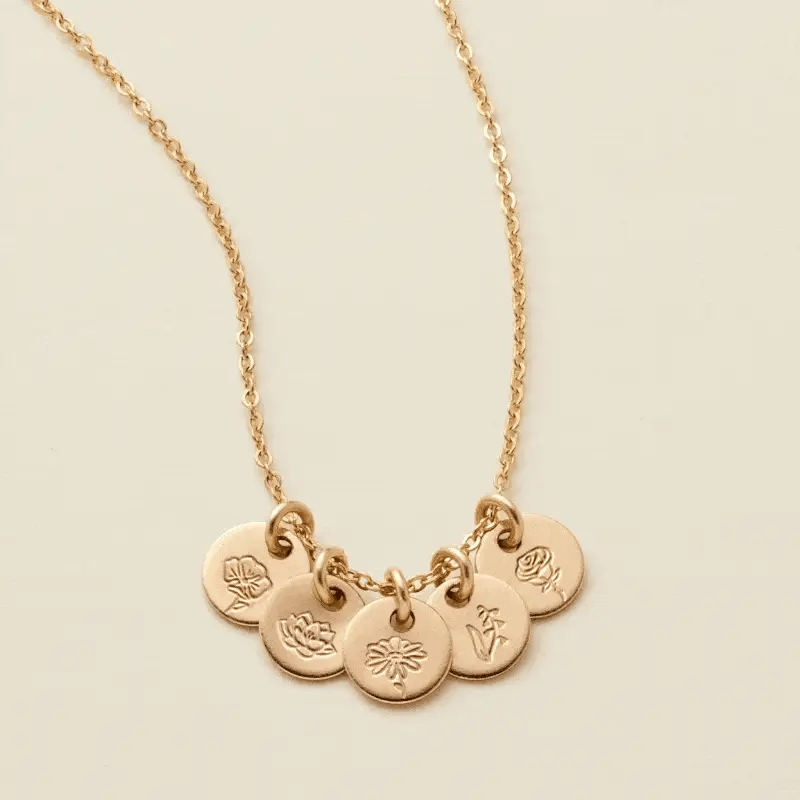 Mini Birth Flower Stacker Necklace | 1/4" Disc
