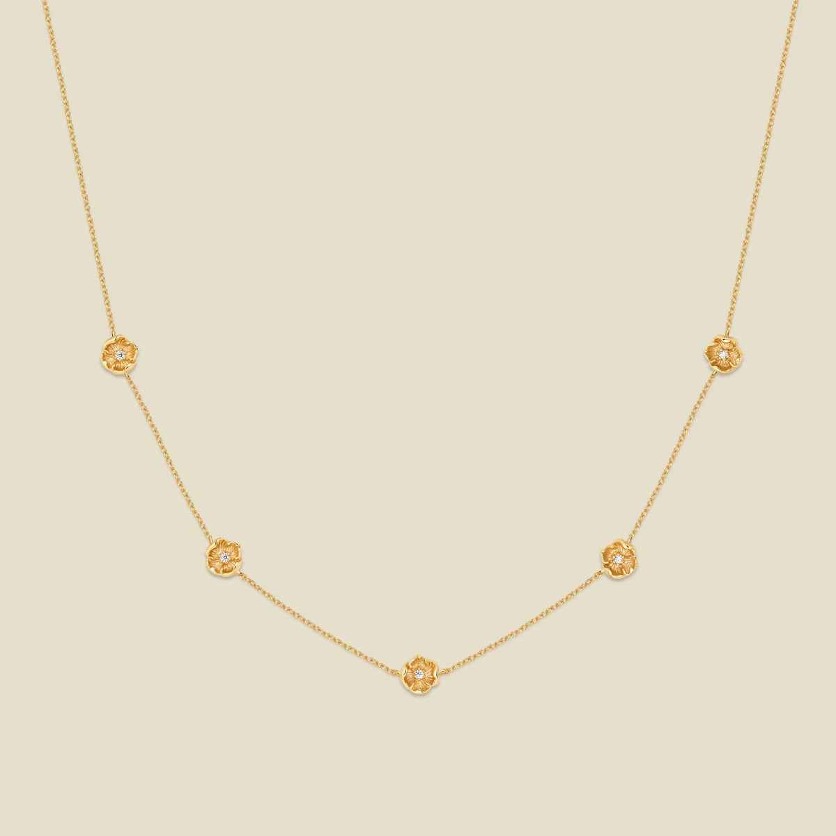 August CZ Birth Flower Station Necklace