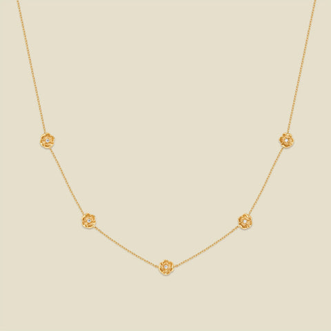August CZ Birth Flower Station Necklace