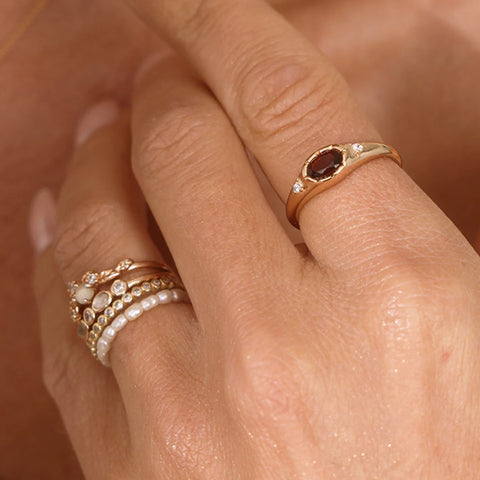 January Oval Birthstone Signet Ring