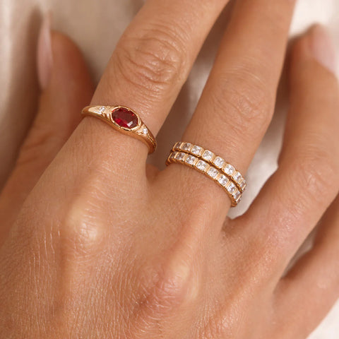 July Oval Birthstone Signet Ring