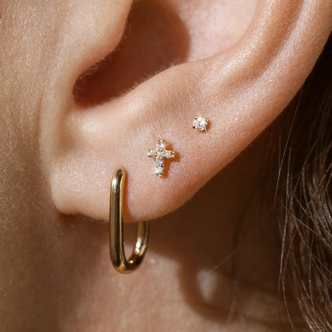 14k Diamond Prong-Set Stud Earring (Flat Back) - Single