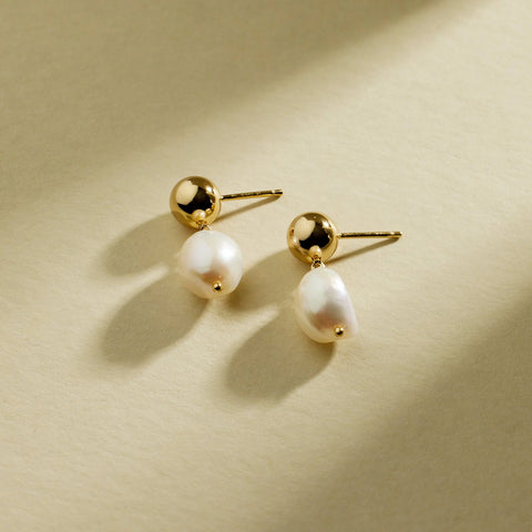 Drop Pearl Stud Earrings | Final Sale