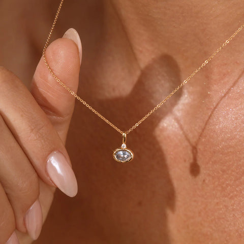 March Oval Birthstone Charm