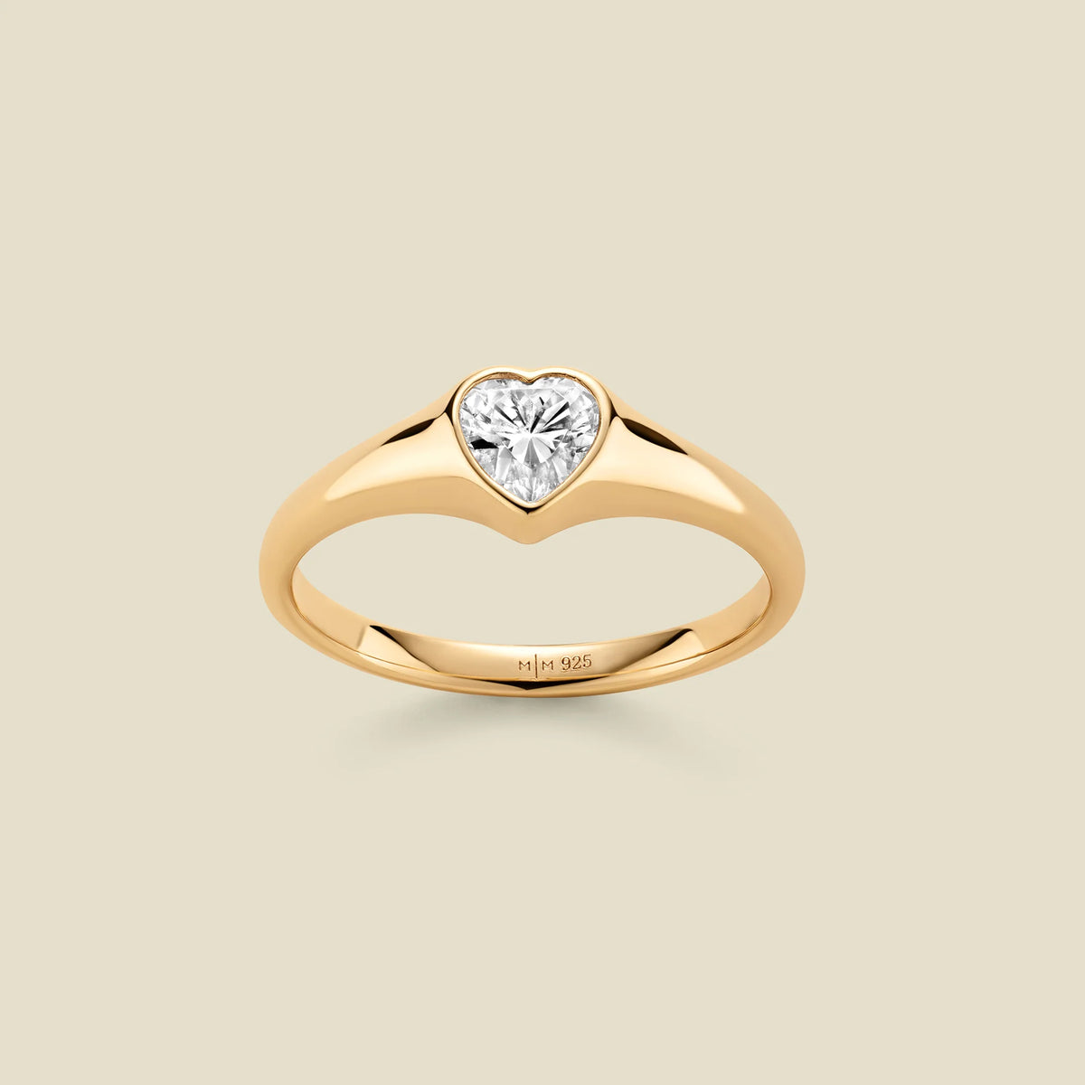 CZ Heart Signet Ring