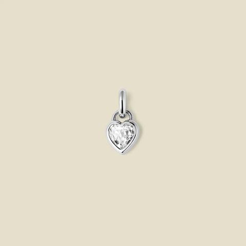 CZ Heart Padlock Charm