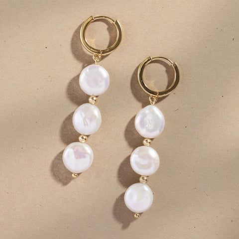 Laurel Pearl Drop Hoop Earrings