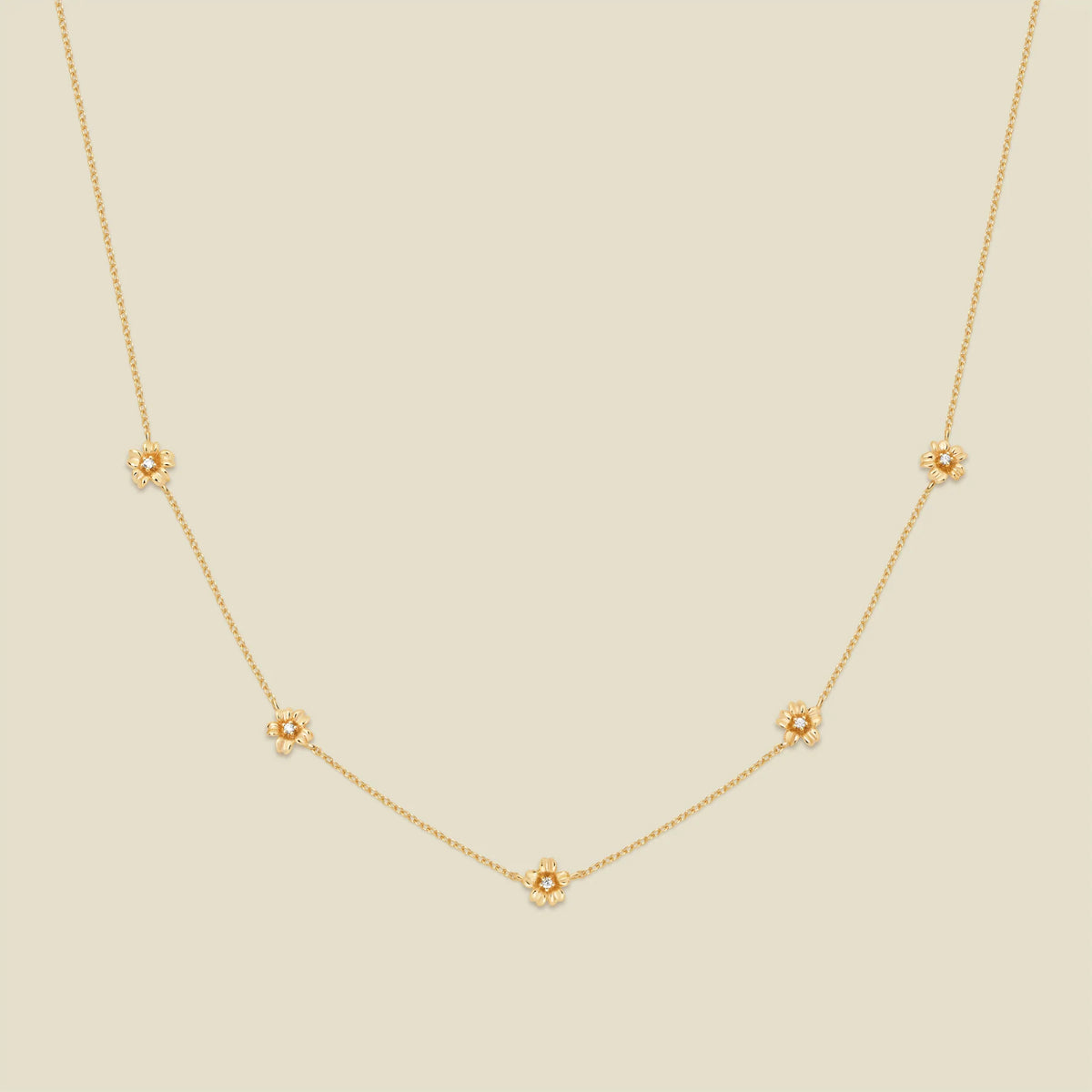 March CZ Birth Flower Station Necklace