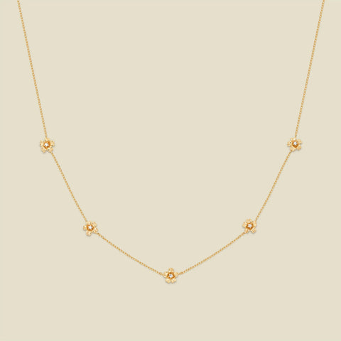 March CZ Birth Flower Station Necklace