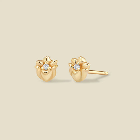 May CZ Birth Flower Stud Earrings