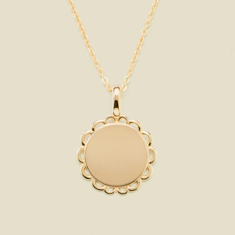 Engravable Ornate Circle Charm Necklace