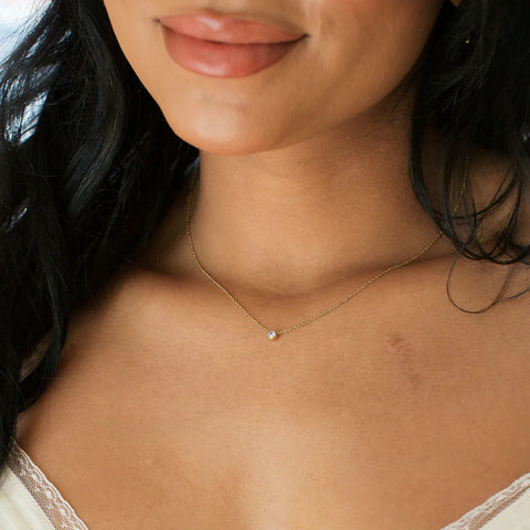 CZ Poppy Solitaire Necklace
