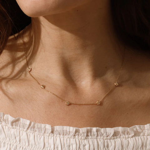 April CZ Birth Flower Station Necklace
