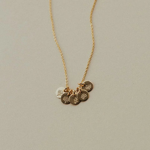 Mini Birth Flower Stacker Necklace | 1/4" Disc