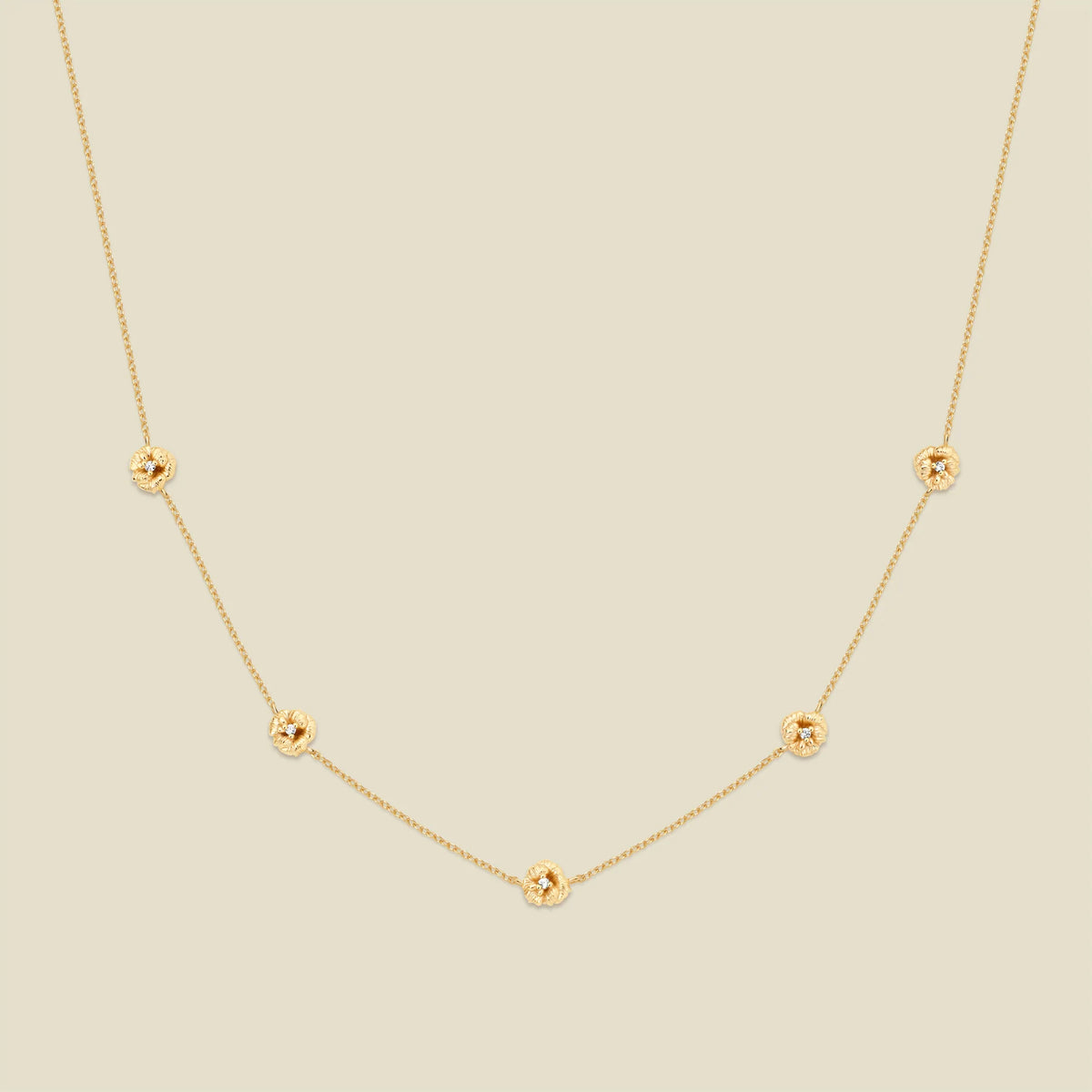 February CZ Birth Flower Station Necklace