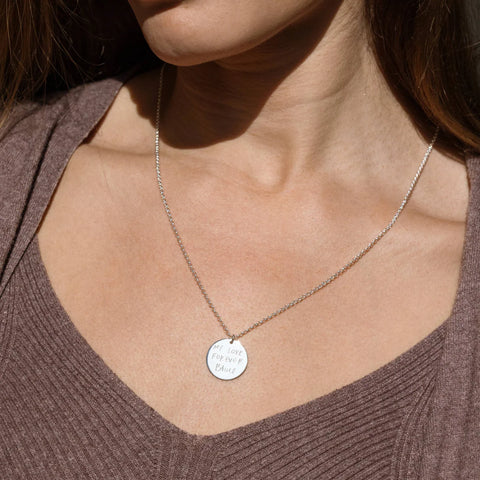 Engraved Handwriting Rolo Disc Necklace
