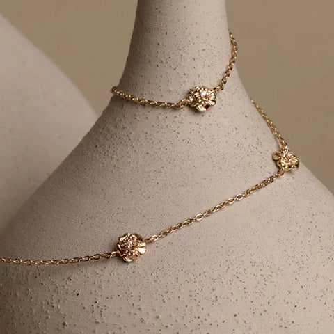 January CZ Birth Flower Station Necklace