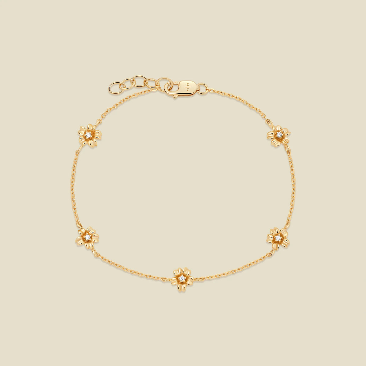March CZ Birth Flower Station Bracelet