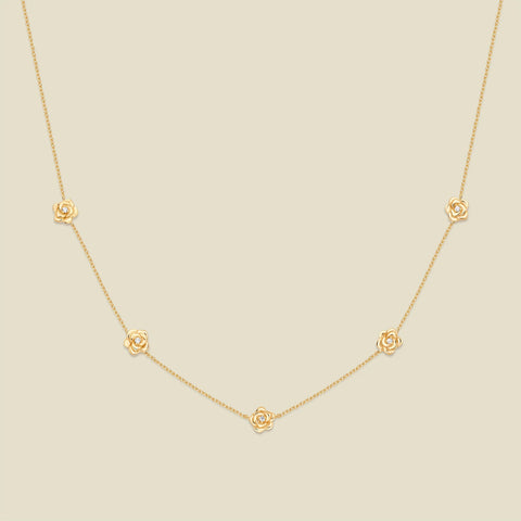 June CZ Birth Flower Station Necklace