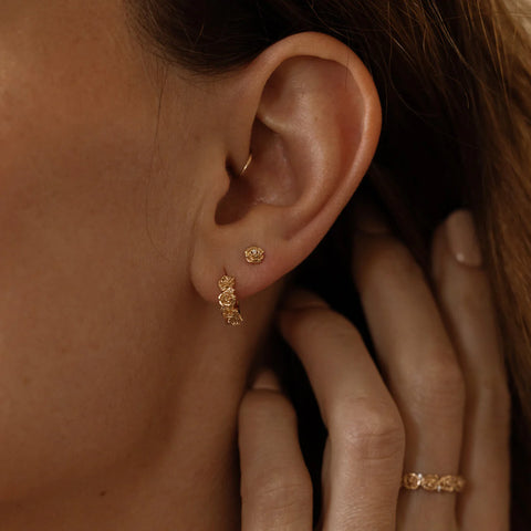 September CZ Birth Flower Huggie Hoop Earrings