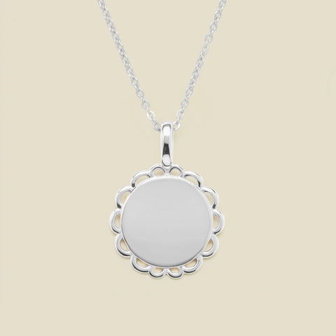 Engravable Ornate Circle Charm Necklace