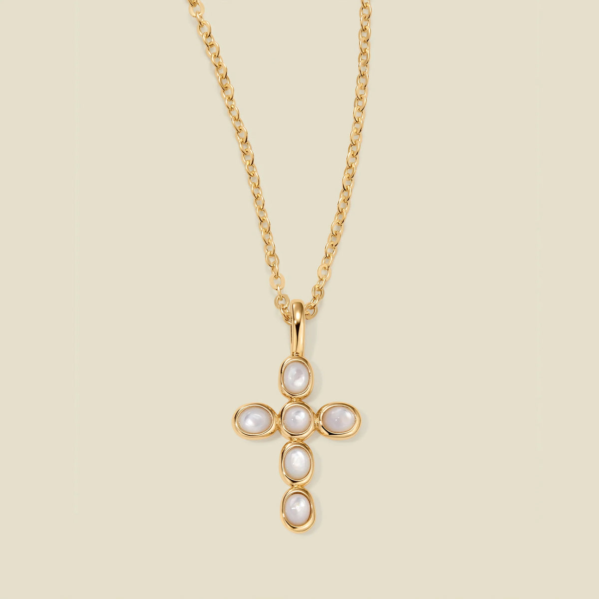 Mother of Pearl Cross Charm Necklace