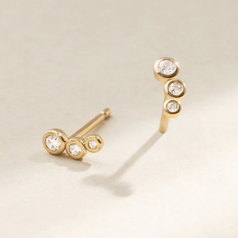 CZ Poppy Climber Stud Earrings