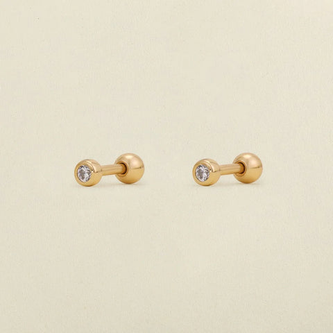 CZ Bezel Stud Earrings