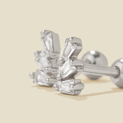 CZ Triple Baguette Stud Earrings