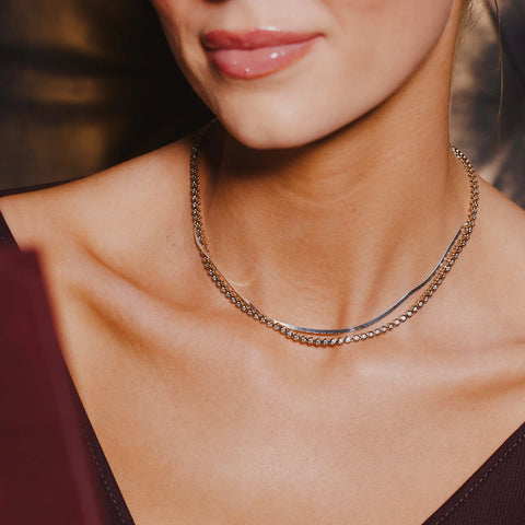 CZ Poppy Tennis Necklace