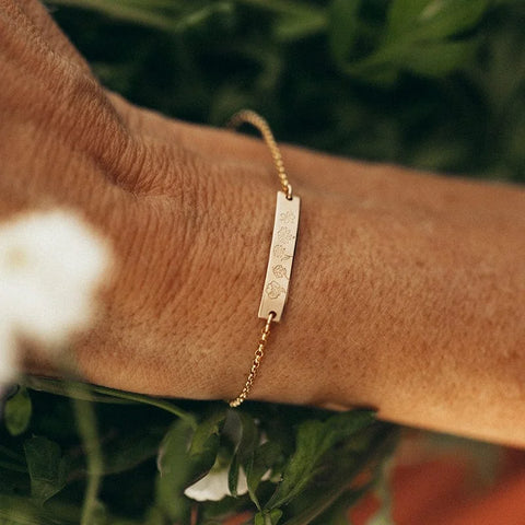 Birth Flower Bar Bracelet