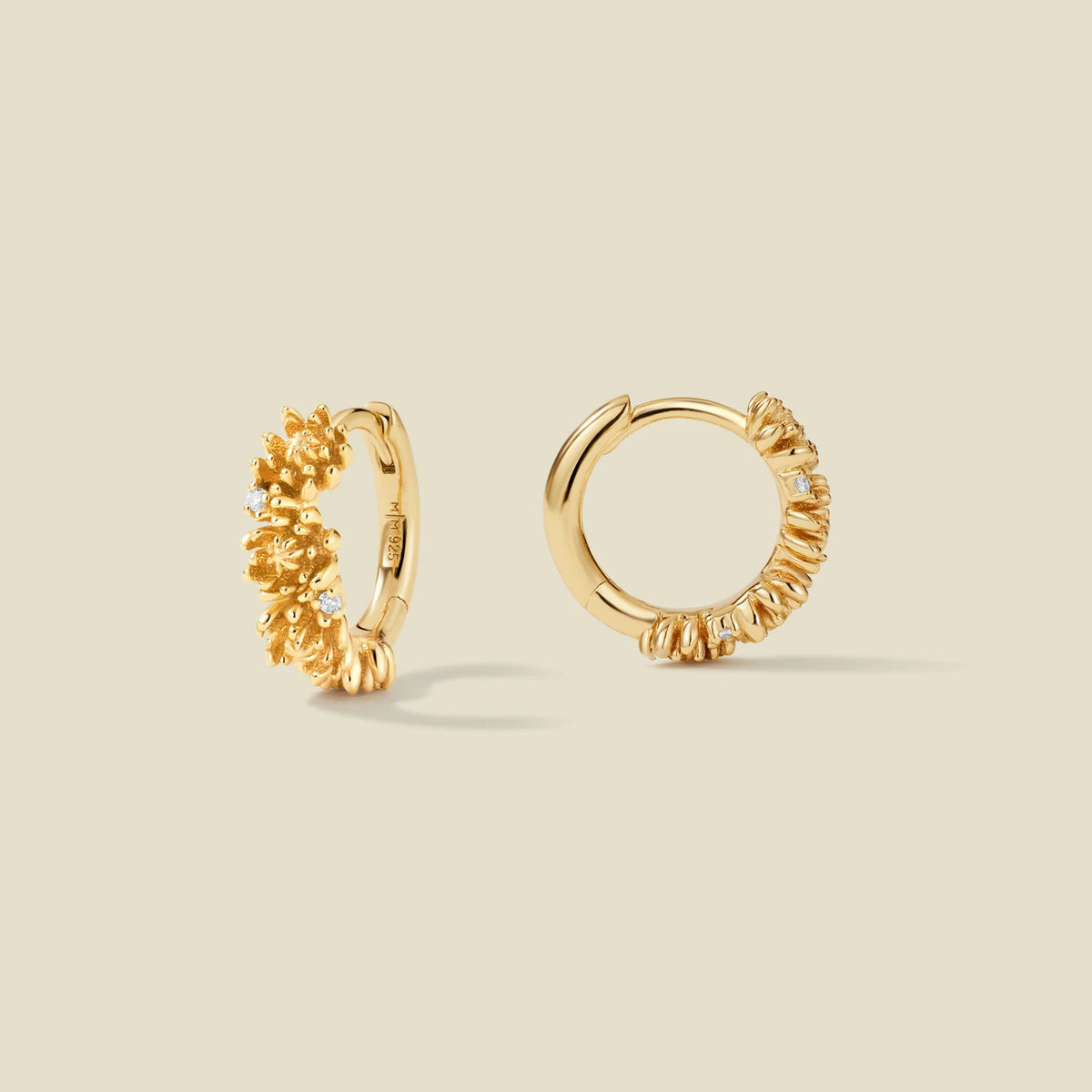 November CZ Birth Flower Huggie Hoop Earrings