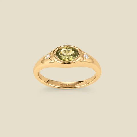 August Oval Birthstone Signet Ring