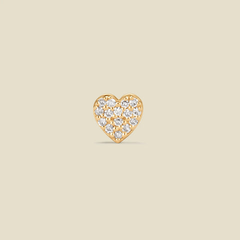 14k Diamond Heart Stud Earring (Flat Back) - Single