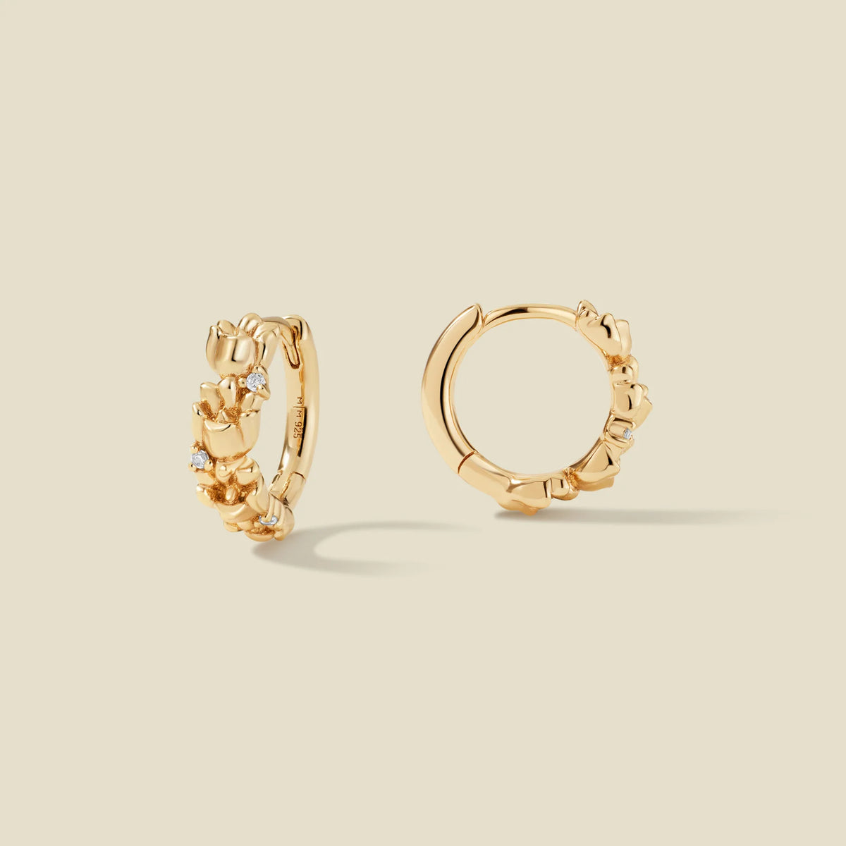 May CZ Birth Flower Huggie Hoop Earrings