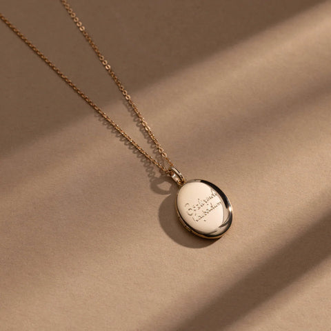 Engraved Handwriting Mini Locket Necklace