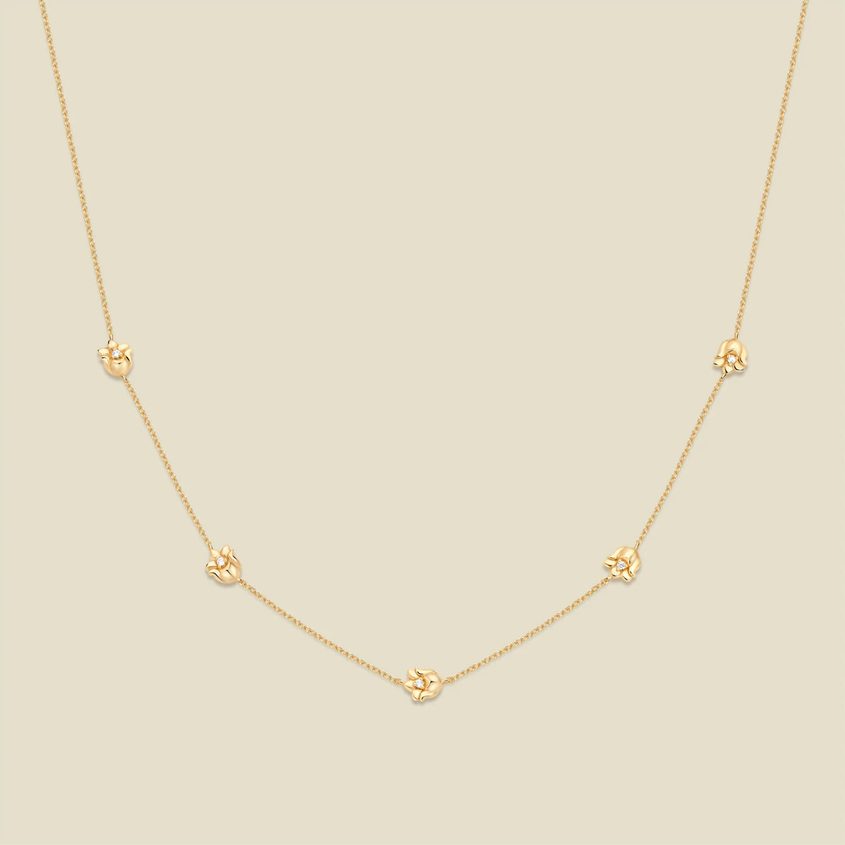 May CZ Birth Flower Station Necklace