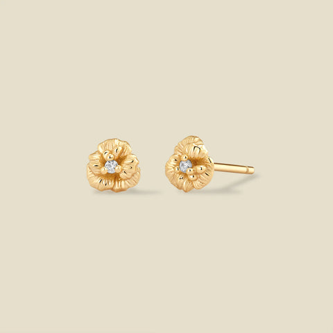 February CZ Birth Flower Stud Earrings