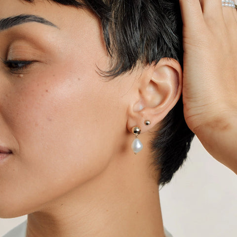 Drop Pearl Stud Earrings | Final Sale