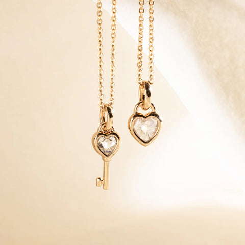 CZ Heart Key Charm