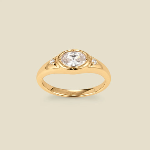 April Oval Birthstone Signet Ring