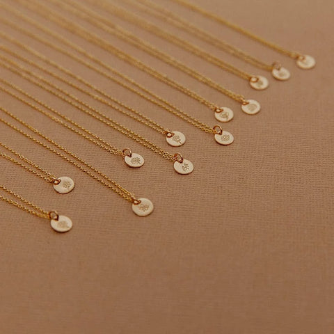 Mini Birth Flower Stacker Necklace | 1/4" Disc