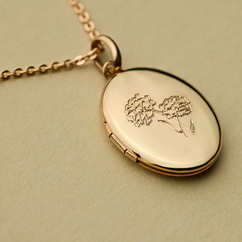 Engravable Birth Flower Mini Locket Necklace